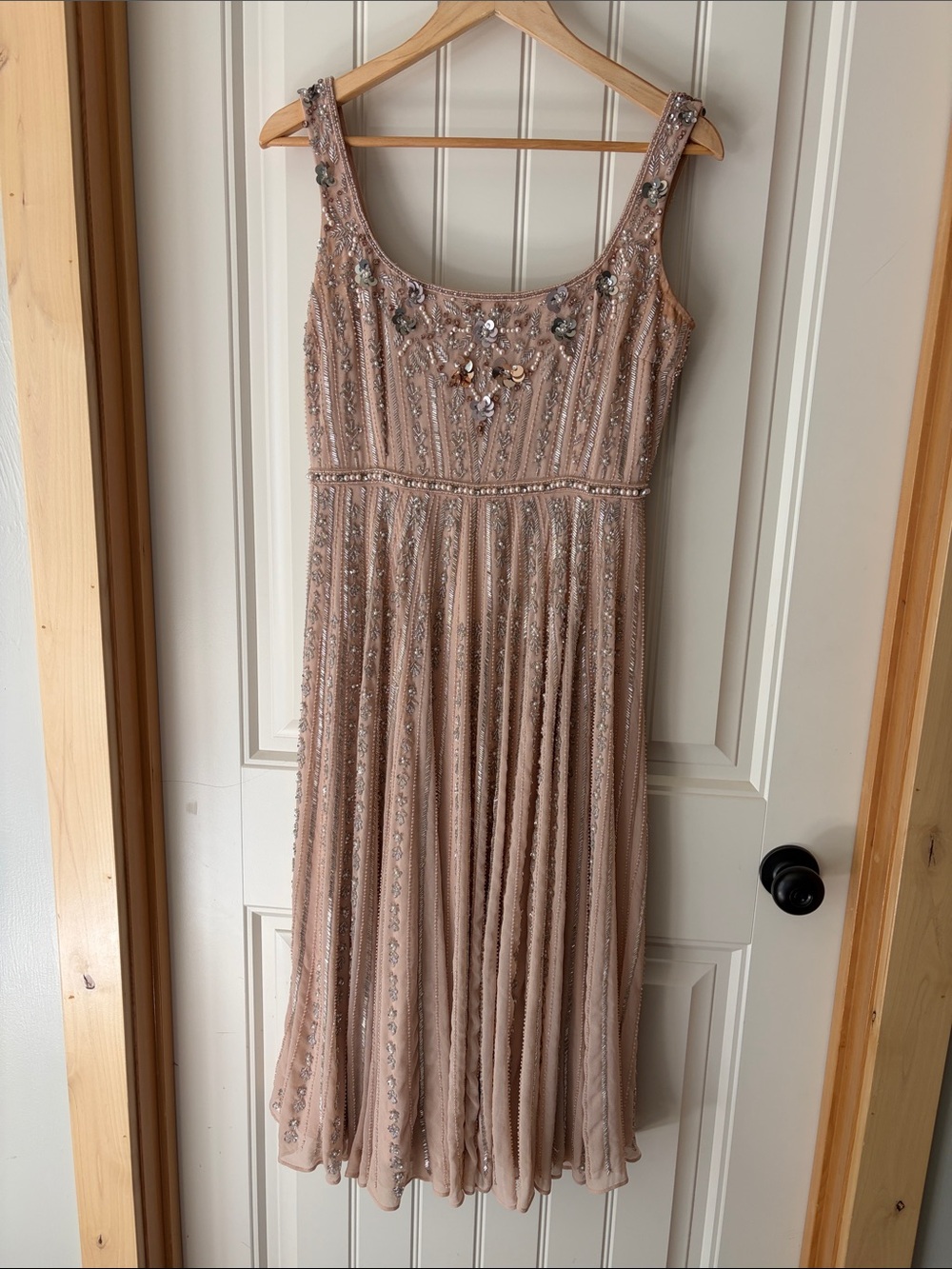 Mac Duggal Beaded Blush Midi Dress